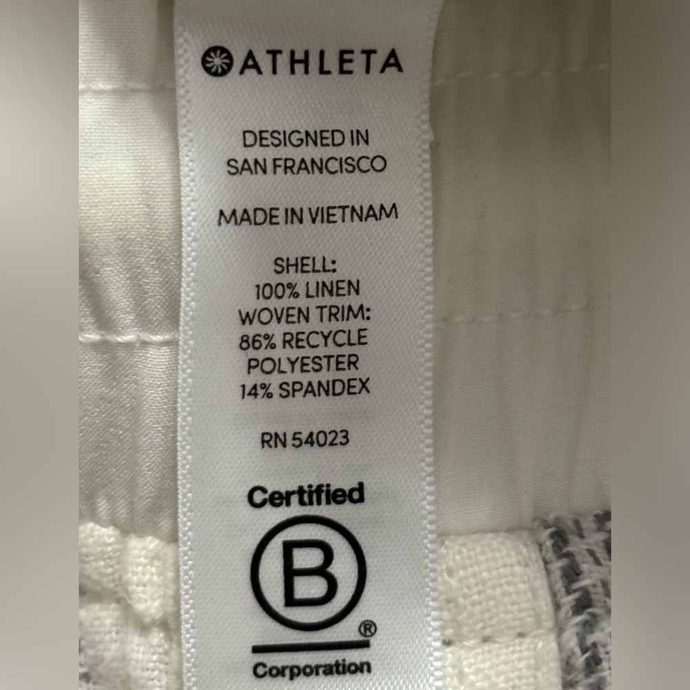 Athleta Stripe Bali 100% Linen Pants Women's Blue White Pinstripes wide … - Picture 7 of 12